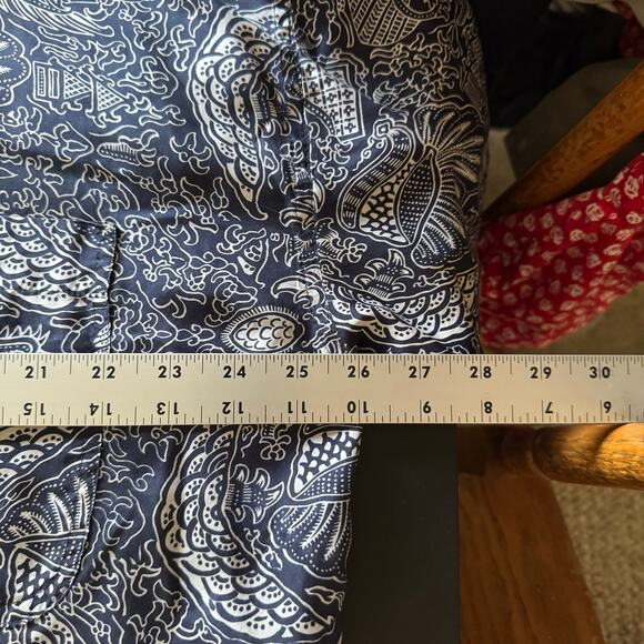 Vintage Summa Silk Button Down Mens XL Navy White Resort Party Short Sleeve - Picture 9 of 10